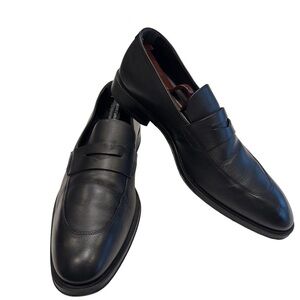 Boss Men’s black Leather Loafers Slip On Size 8.5 EUC